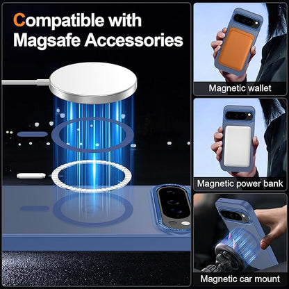 Magnetic for Google Pixel 9 Pro XL Case, [Military Grade Drop Protection] [Compatible with MagSafe] Shockproof Slim Translucent Matte Anti-Slip for Women Girls Men Case, Blue