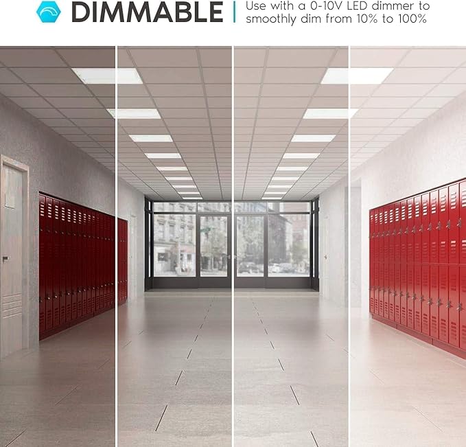 2x4 FT LED Light Flat Panel, 40-72W, 5 CCT 3K | 3.5k | 4K | 5K | 6.5K, Dimmable Recessed Drop Ceiling Lights 3750/5000/6250/7500/9000 Lumens, Lay in Fixture for Commercial, 120-277V, UL DLC(6 Pack)