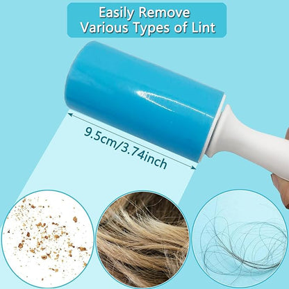 Reusable Washable Lint Roller 3 Pack, Sticky Gel Lint Rollers, Cat Dog Pet Hair Lint Remver Cleaner for Clothes, Carpet, Travel, 1 Large Roller with Dust Cover and 2 Mini, Portable Small Lint Brush