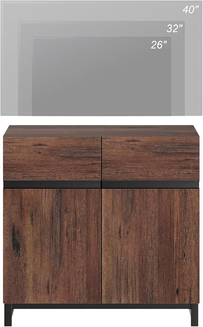 Wampat Modern TV Stand for 40 inch TVs, Entertainment Center Console with Adjustable Shelves and Metal Base for Living Room, Bedroom, Brown