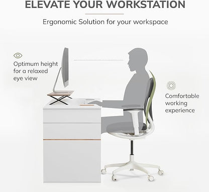 Anji Mountain Monitor Stand - Desktop Organizer & Laptop Riser, Ergonomic Monitor Riser, Space-Saving Monitor Stand for Desk, Durable Construction, Easy Assembly, Ideal for Home & Office,Biscotti