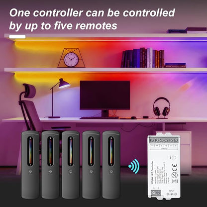 2.4GHz RF RGB LED Strip Controller Remote Kit, Wireless Remote & Tuya Controller Dimmer with Group Control Adjust Brightness/Color Touch Slide for PWM 4Pin COB LED Strip Light DC5V DC12V DC24V