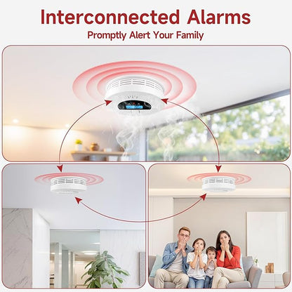 1-Pack Interconnected Smoke and Carbon Monoxide Detector, Test Button & Replaceable Battery, Smoke and CO Alarm for Home, Hallways, Bedroom, Reliable Alert