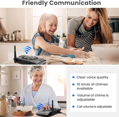 Hands-Free Intercoms Wireless for Home Business, Wuloo Upgrade Two Way Audio Intercom System for Elderly, Full Duplex Room to Room Intercom with 5280 ft Range Clear Sound Anti-Interference, 1-Pack