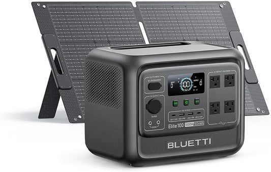 BLUETTI Elite 100 V2 Solar Generator with 100W Solar Panel (Ships Separately), 1024Wh Portable Power Station w/ 4 1800W AC Outlets, 35% Smaller, Ideal for Camping, Emergencies, Backup Power