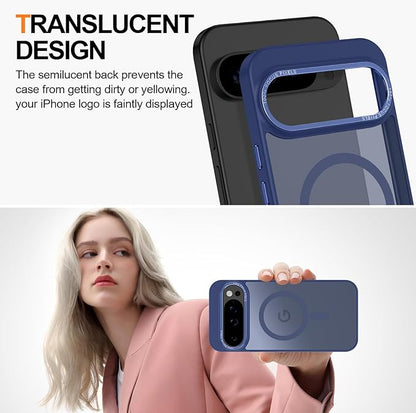 Magnetic for Google Pixel 9 Pro XL Case, [Military Grade Drop Protection] [Compatible with MagSafe] Shockproof Slim Translucent Matte Anti-Slip for Women Girls Men Case, Dark Blue