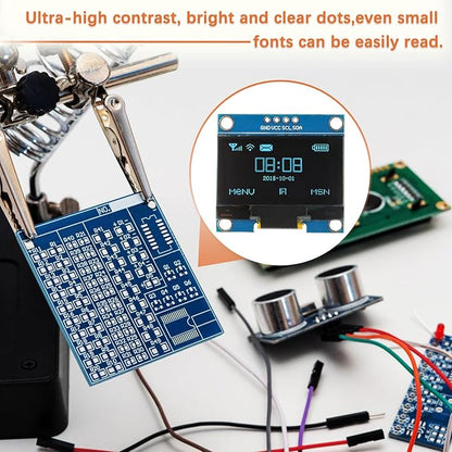 JAMHER 1.3 Inch I2C IIC OLED Display Module 128x64 Pixel Mini Self-Luminous Display Screen Board for Arduino Projects Raspberry Pi with Wire(5Pack Blue)