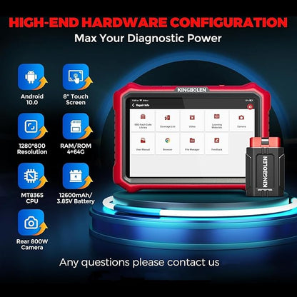 KINGBOLEN K8 Pro OBD2 Scanner Bluetooth 2026 Bidirectional Scan Tool with Lifetime No Subscription Update 8'' All System Diagnostic Tool, ECU Code, 34+ Reset, CANFD&DOIP, V.A.G Guide, FCA AutoAuth