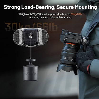 PGYTECH Beetle Camera Clip V2 with Plate, Quick Release Camera Backpack Clip, Arca-Swiss Compatible, SnapLock System for Sony/Nikon/Fuji/DSLR Cameras, Instant Mounting & Hands-Free, Black