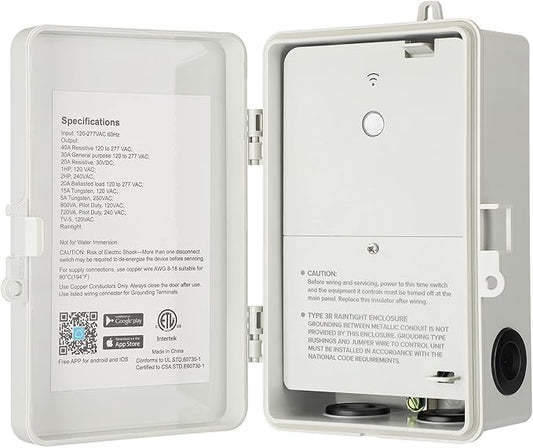 DEWENWILS Pool Timer, WiFi Timer Switch, Heavy Duty 40A 120-277 VAC 2HP, Compatible with Smart Phone, Alexa, Google Assistant, ETL Listed