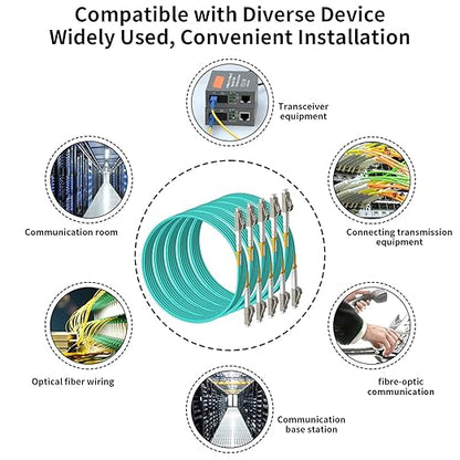 Fibergaga 10Pack-0.5M(1.6ft) OM3 LC to LC Fiber Patch Cable, Multimode Jumper Patch Cord 50/125µm 10G/40G, OD-2.0mm Fiber Optic Cable Duplex