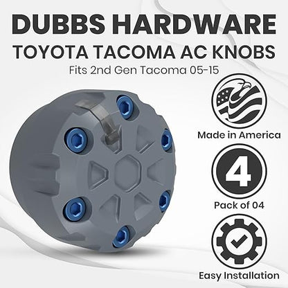 4 Pack - 2nd Gen Tacoma Accessories AC Knob Upgrade - 2005,2006,2007,2008,2009,2010,2011,2012,2013,2014,2015 Tacoma Climate Control Dial Mods Set - for Toyota Interior Replacement Kit