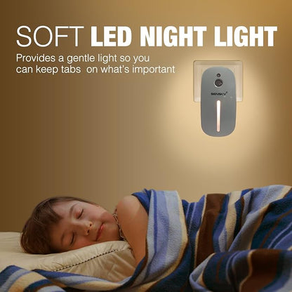 Sensky [2 Pack Plug in Night Light with Auto Dusk to Dawn Sensor, Brightness Adjustable, Dimmable Night Light for Bathroom, Kitchen, Hallway, Stairs, Garages (with Front Light and Back Light)