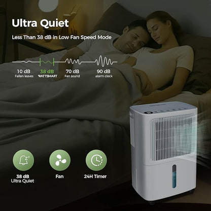2,500 Sq.Ft Dehumidifier for Basement with Drain Hose, MAX 34 Pint Dehumidifiers for Home with 3 Modes, Smart Humidity Control & Display, 24HR Timer, Auto Defrost for Large Room, Bathroom,Bedroom