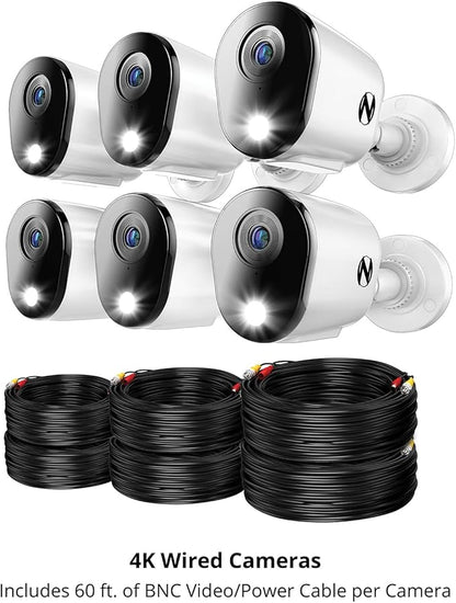 Night Owl 2-Way Audio 12 Channel DVR Video Home Security Camera System with (6) Wired 4K HD Indoor/Outdoor Deterrence Cameras and 2TB Hard Drive (Add up to 4 Wi-Fi Cameras) (6 Camera)