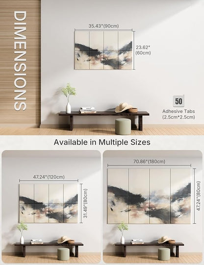 Wall Art Acoustic Panels,35''X24''Sound Absorbing Panels-8-Pack with 50 Adhesive Tabs, Decorative Sound Absorbing Panels for Living Room and Recording Studio, Offices-Silent Fjord
