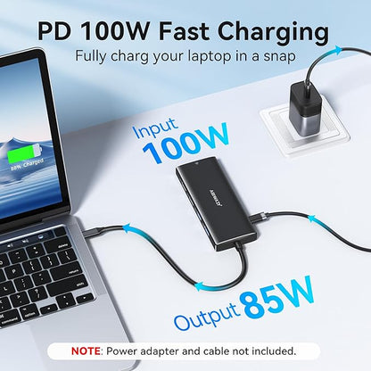 USB C Hub Multiport Adapter, ABIWAZY 10 in 1 USBC to Ethernet Adapter with 4K HDMI, Ethernet Gigabit, 100W PD, USB-C Data Port and SD/TF Slot for MacBook Pro/Air, Dell XPS, iPad Pro, Galaxy (Black)