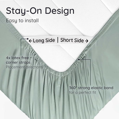 Bambaw 100% Viscose Derived from Bamboo Fitted Sheet King Size, Cooling Fitted Sheets King Size, 16’’ Deep Pocket, Cooling Mattress Sheets (Sea Glass)