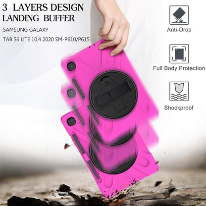 BRAECN for Samsung Galaxy Tab S6 Lite 10.4 Kids Case, Heavy Duty Rugged Cover with [Handle Hand Strap] [Shoulder Strap] [Kickstand] [S Pen Holder] for Galaxy Tab S6 Lite 2024/2022 SM-P610/P620-Rose