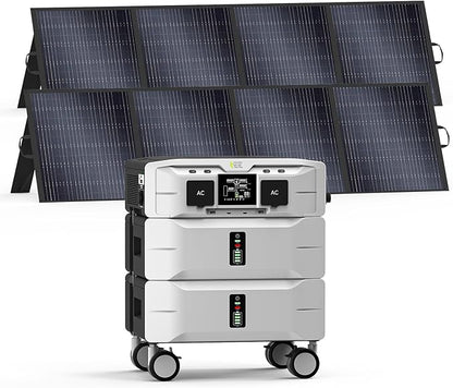 IEE SP5000 Solar Generator 5000W, 5120Wh Power Station with 2x200W Solar Panels, 5 AC Outlets(9000W Surge), 120V/240V Dual Voltage, LiFePO4 Battery for Home Backup Outdoors Camping RV Emergency