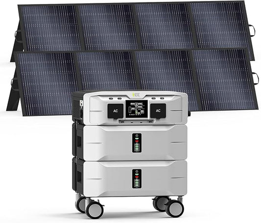 IEE SP5000 Power Station 5120Wh with 2x200W Portable Panel, 120/240V 5000W AC Output(9000W Peak), Portable Generator for Home Backup Outdoors Camping RV Emergency