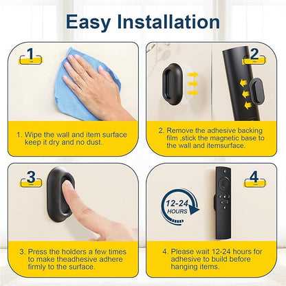 Vaszu Magnetic Remote Control Holder Self-Adhesive Wall Mount, 6 Pack Upgraded Silicone Organizer Storage Wall Holder for Home Office TV, Fan and Air Conditioner Remote Control