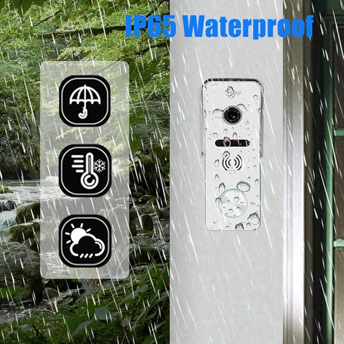 Wired Video Doorbell Intercom System 7 inch Monitor 1080P HD Camera Entry Doorphone Door Camera TUYA WiFi Smart Home Door Phone Kits for Apartment Home Villa (1 doorbell + 4 Monitor)