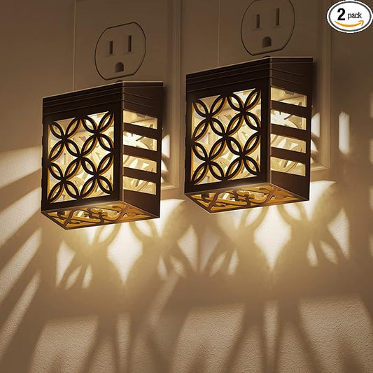 DORESshop Plug-in Night Lights [2 Pack], Dusk to Dawn Sensor, Adjustable Brightness, Decorative Nightlight for Bathroom, Hallway, Stairway, Soft White