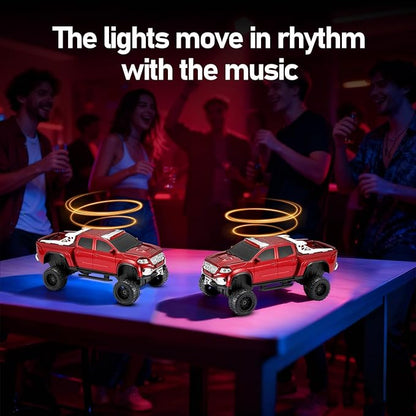 WSTER WS-X65 Pickup Truck Replica Bluetooth Speaker – HD Sound, FM Radio, TWS Stereo, LED Party Lights, USB/TF Playback, Built-in Mic – Cool Portable Car Design Speaker for Outdoors & Home (Red)