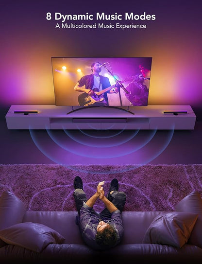 Govee RGBIC Light Bars, 15 Inches WiFi TV Backlight Suitable for 45-70 inch TVs, Smart Light Bars with Multiple Placement Options, Work with Alexa and Google Assistant, Black