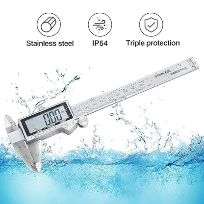 Electronic Digital Vernier Caliper, LOUISWARE Stainless Steel Caliper 150mm/0-6 inch Measuring Tools with Extra-Large LCD Screen, inch/Metric Conversion