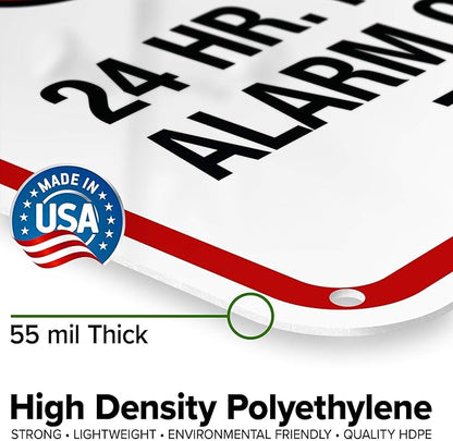 Warning 24 HR. Monitored Alarm Connected To Police Sign, 18x24 Inches, 55 mil thick HDPE (high density polyethylene), Made in USA by My Sign Center