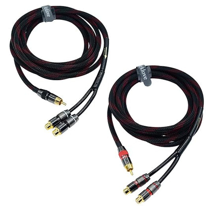 Arklove 10ft Shielded RCA Splitter Subwoofer Stereo Audio Video Cable 1 Male to 2 Female Dual Speaker Y Adapter Connector Extension Cord 24k Gold Plated(2 Pack)