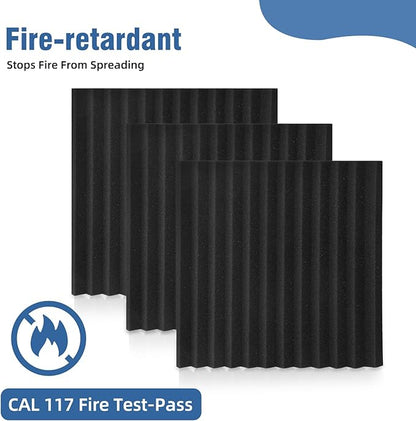 HWLIYUTAI 100 Pack Acoustic Panels 1 X 12 X 12 Inches - Acoustic Foam Studio Foam Wedges High Density Panels Soundproof Wedges Charcoal …