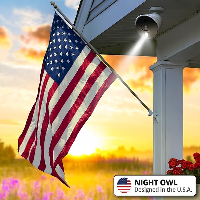 Night Owl Sp, Llc 8 Channel Bluetooth Video Home Security Camera System with (4) Wired 4K UHD Indoor/Outdoor Spotlight Cameras Audio and 1TB Hard Drive White, WM-BTD881-4LSA