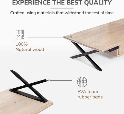 Anji Mountain Monitor Stand - Desktop Organizer & Laptop Riser, Ergonomic Monitor Riser, Space-Saving Monitor Stand for Desk, Durable Construction, Easy Assembly, Ideal for Home & Office,Biscotti
