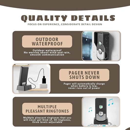 2 Way Voice Intercom, Super Long Range Intercomunicador, Home Security Easy Install, Indoor Outdoor System, Fit for Home Hospital Office, Black