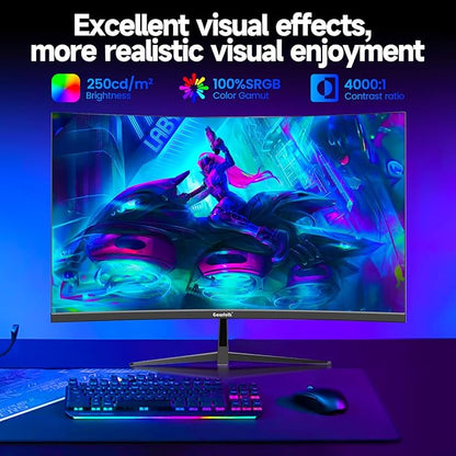 Gawfolk 32 inch Gaming Monitor 1800R Curved Computer Monitors 165HZ / 180HZ PC Monitors VA Screen for Home, Office and Dormitory, FHD 1080P Computer Monitor Support HDMI & DP