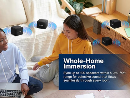 Emerson EAS-3006-BK Sound Blox – Wireless Magnetic Stackable Bluetooth Speakers, Instant Connect, Multi-Room Audio, USB-C Charging, Built-in Subwoofer
