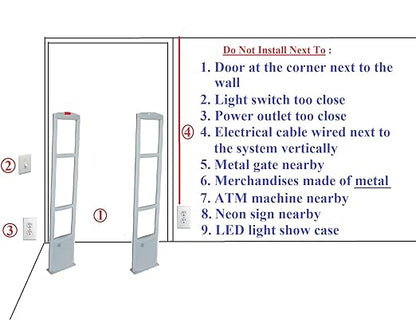 EASmartech Starter Kit - EAS RF Retail and Clothing Store Security Tower Antenna System 1000 Tags and Warning Stickers. Great for Shop Protection, Boutiqes, Store Security System Asset Protection
