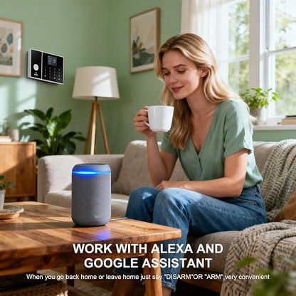LWOHSI Alarm System for Home Security,WiFi+GSM 4G Wireless Alarm System with Phone APP Alert,T53W HD Security Camera,Door/Window Sensor,Remote,Work with Alexa and Google for Home,Apartment,Office