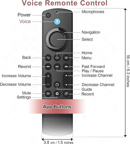 Replacement Remote for All FireSeries,Remote for TV Stick (HD, 4K, 4K Max, Lite),TV Cube,Remote for Hisense,TCL,Insignia,3rd Gen,Omni,QLED Smart TVs with Voice