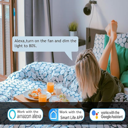 Smart WiFi Universal Ceiling Fan Remote Control Kit with Learning Setting, 3- Speed Light Dimmer Controller Works with Alexa Google Phone APP Control, Compatible with Hunter Hampton Bay Harbor Breeze