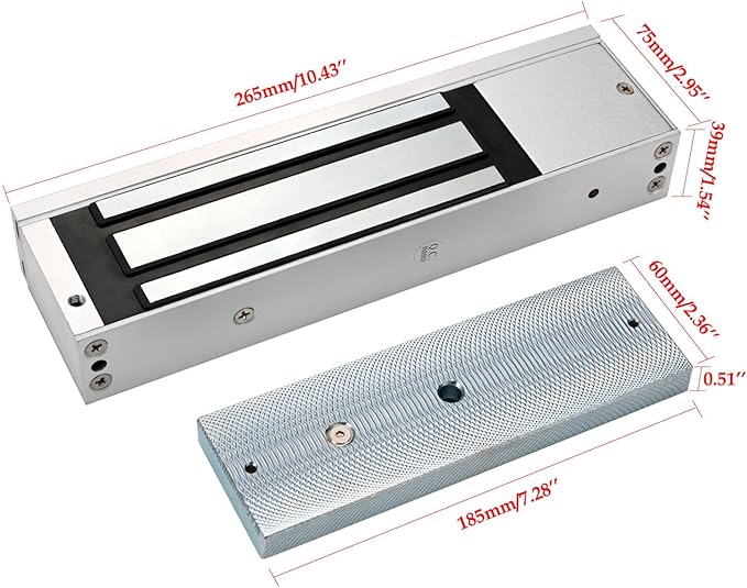 Electromagnetic Lock 1200LBS 500KG Holding Force Electric Magnetic Door Lock 12V Fail Safe NC Mode for Access Control System