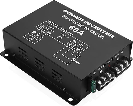MEIRIYFA DC 24v to 12v 60A Power Converter Inverter,DC Step Down 24v to 12v 720W Large Power Supply Converter Car Voltage Electric Buck Regulator Reducer for Motor Car Truck Vehicle Boat Solar System