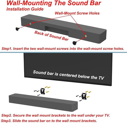 Pbxifge Sound Bar Wall Mount Brackets for Vizio Soundbar Wall Mounted Holders S3820W-C0 SB3851-C0 SB4051-D5 S5430W-C2 SB3651-E6 S2920W-C0 Mounting Bracket Kit with Screws