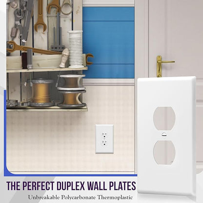 ENERLITES Jumbo Duplex Receptacle Outlet Wall Plate, Large Electrical Outlet Covers, Over-Size 1-Gang 5.5" x 3.5", Polycarbonate Thermoplastic, 8821O-W-5PCS, White (5 Pack)