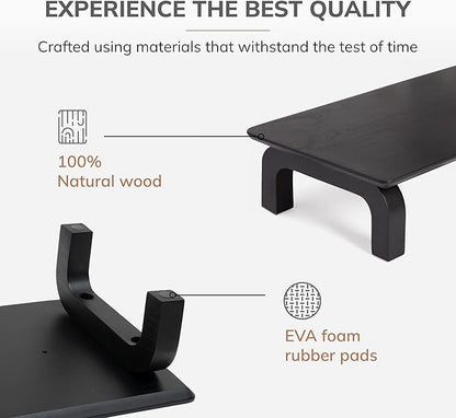 Anji Mountain Monitor Stand - Desktop Organizer & Laptop Riser, Ergonomic Monitor Riser, Space-Saving Monitor Stand for Desk, Durable Construction, Easy Assembly, Ideal for Home & Office,Black