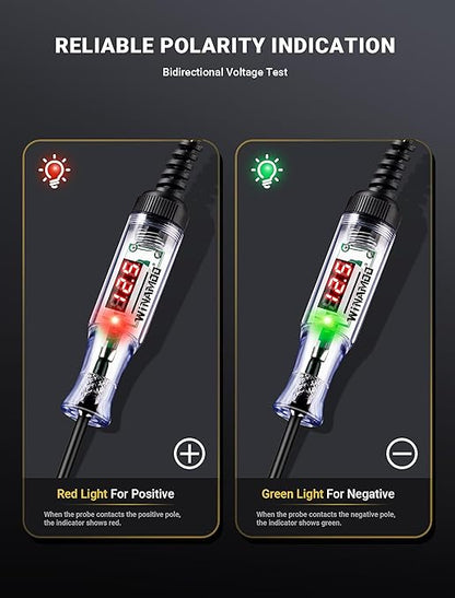 WINAMOO Automotive Test Light with 3-120V LED Digital Voltage Display, Auto Circuit Tester with Voltmeter & Dual Color Polarity Indicate, Electric Test Pen w/Stainless Probe for Car/Truck/SUV Checker