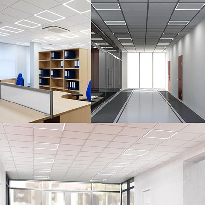 LUXRITE 2x2 FT Edge-Lit Frame LED Panel Lights, 5CCT Selectable 3000K-6500K, 2600/3900/5200LM, 20W/30W/40W Switch, Grid Drop Ceiling Lights, 0-10V Dimmable, Damp Rated, 100-277V, ETL Listed